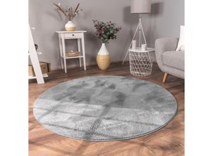 Fellteppich PACO HOME "Kunstfell Soft 380", grau (anthrazit), H:14mm Ø:80cm, Polyester, Teppiche, Fellteppich, Langflor, Kuschelteppich - besonders weich, Uni-Farben