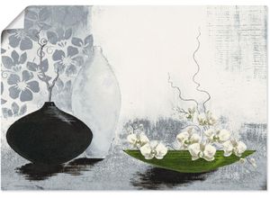 Wandbild ARTLAND "Modernes bauchiges Gefäß mit Orchideen", beige (farbe bild(er): naturfarben), B:70cm H:50cm T:0,1cm, Papier, Bilder, als Leinwandbild, Poster in verschied. Größen