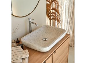 Rechteckiges Waschbecken Cilas aus Premium-Terrazzo Moon
