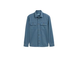 TOM TAILOR Herren Twill Overshirt aus Baumwolle, blau, Uni, Gr. XXXL