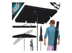 KESSER® Sonnenschirm Rechteckig Inkl. 2in1 Abdeckung & Transporttasche Gartenschirm Terrassenschirm Schirm 200 × 125cm für Balkon Garten & Terrasse Neigungswinkel und Höhe verstellbar