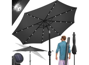 KESSER® Sonnenschirm Balkonschirm LED Solar mit Kurbel Inkl. 2in1 Schutzhülle Transporttasche, Gartenschirm, Schirm für Balkon Garten & Terrasse verstellbar knickbar