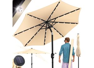 KESSER® Sonnenschirm Balkonschirm LED Solar mit Kurbel Inkl. 2in1 Schutzhülle Transporttasche, Gartenschirm, Schirm für Balkon Garten & Terrasse verstellbar knickbar