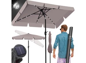 KESSER® Sonnenschirm Balkonschirm LED Solar mit Kurbel Inkl. 2in1 Schutzhülle Transporttasche, Gartenschirm, Schirm für Balkon Garten & Terrasse verstellbar knickbar