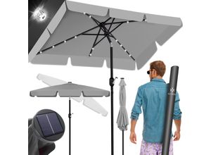 KESSER® Sonnenschirm Balkonschirm LED Solar mit Kurbel Inkl. 2in1 Schutzhülle Transporttasche, Gartenschirm, Schirm für Balkon Garten & Terrasse verstellbar knickbar