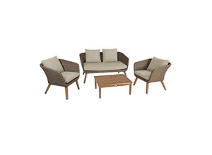 Garden Pleasure Sitzgruppe ARONA Polyrattan Lounge Garten Möbel Sitzgruppe braun
