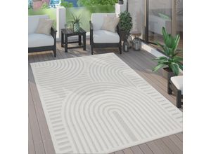 Teppich PACO HOME "Livorno 674", beige (creme), B:60cm H:14mm L:100cm, Polypropylen (PP), Teppiche, Uni Farben, moderner Hoch-Tief-Effekt, Scandi-Look, Outdoor geeignet