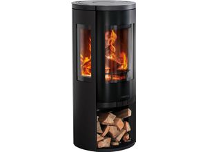 Kaminofen COLOR EMAJL "Heathus Glasgow 3 Glas", schwarz, Kaminöfen, Holzfach, 3 Scheiben Ofen, Holzfachtür nicht im Lieferumfang enthalten