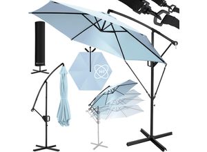 KESSER® Alu Ampelschirm Sonnenschirm + Abdeckung Ø300 cm / Ø350 cm mit Kurbelvorrichtung Kurbelschirm mit Ständer UV-Schutz Aluminium Wasserabweisende Bespannung - Schirm Gartenschirm Marktschirm