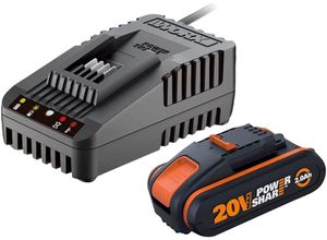 Akku-Set WORX "PowerShare, Akku mit Ladegerät 20V/2Ah", schwarz, 20 V, Akkumulatoren, für alle 20/40/80V WORX PowerShare Geräte