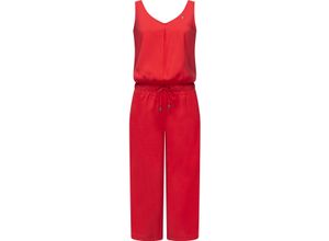 Jumpsuit RAGWEAR "Suky", Damen, Gr. XXL (44), Normalgrößen, rot, 80% Viskose, 20% Polyester, casual, figurumspielend 7/8-Länge, V-Ausschnitt, ohne Ärmel angeschnitten,mit Umschlag, Overalls, schicker, langer Damen Overall mit Tunnelzug