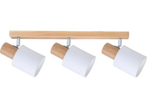 SPOT LIGHT Deckenleuchte "TREEHOUSE", eichenholz, chromfarben, weiß, Länge 52cm, 3 Strahler, Lampen, Naturprodukt aus Eichenholz, Mit flexiblem Spotkopf, Schirm aus Stoff, Deckenspot Deckenstrahler