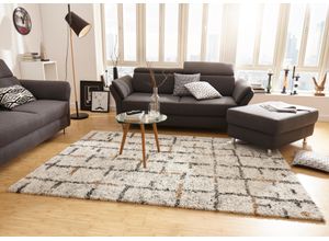 Hochflor-Teppich HANSE HOME "Grid" Gr. 4, beige (creme), B:160cm H:30mm L:230cm, Kunstfaser, Teppiche, Shaggy, Boho, Flokati, Weich, Modern, Wohnzimmer, Schlafzimmer, Flur