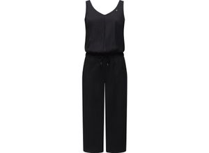 Jumpsuit RAGWEAR "Suky", Damen, Gr. XL (42), Normalgrößen, blau (schwarz), 80% Viskose, 20% Polyester, casual, figurumspielend 7/8-Länge, V-Ausschnitt, ohne Ärmel angeschnitten,mit Umschlag, Overalls, schicker, langer Damen Overall mit Tunnelzug
