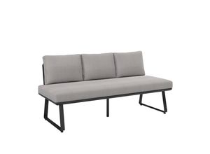 Ambia Garden Gartenbank , Schwarz, Hellgrau , Metall, Textil , 3-Sitzer , 177x74.7x73.3 cm , mit Rückenlehne , Gartenmöbel, Gartenbänke