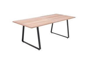 Ambia Garden Gartentisch , Schwarz, Teak , Metall , Eukalyptusholz , Hartholz , rechteckig , U-Form , 89x74x208 cm , rostfrei, UV-beständig,
