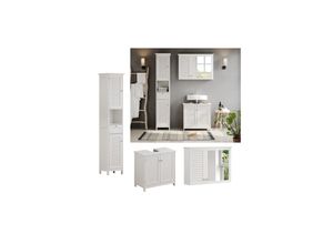 Vicco Badmöbel-Set Riad, Weiß, Badezimmer,