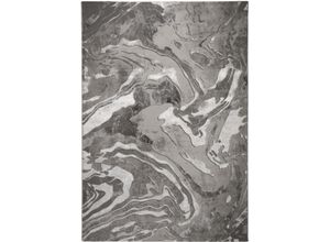 Teppich FLAIR RUGS "Marbled", silber (silberfarben), B:160cm H:12mm L:230cm, Kunstfaser, Teppiche, dezenter Glanz, mehrfarbig, modernes Marmor-Design
