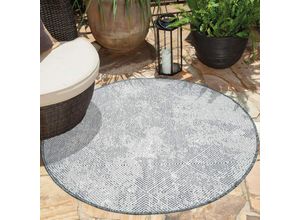 Outdoorteppich CARPET CITY "DUO RUG 5845", grau, H:5mm Ø:120cm, Obermaterial: 100% Polypropylen, Teppiche, Wendeteppich Wetterfest In- & Outdoor, Balkon, Terrasse, Wohnzimmer