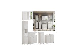Vicco Badmöbel-Set Riad, Weiß, Badezimmer,