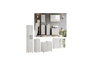 Vicco Badmöbel-Set Riad, Weiß, Badezimmer,