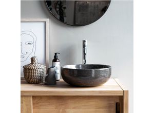 Rundes Marmorwaschbecken Pia Dark Grey