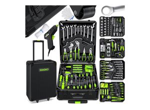 MASKO® Werkzeugkoffer 1400-teilig gefüllt Werkzeugset im Aluminiumkoffer Werkzeugkasten mit Rollen Werkzeugkiste Haushalt, Haus, Hobby, KFZ Trolley-Funktion Profi Werkzeugwagen Handwerkzeug