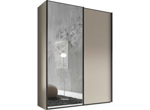 Schwebetürenschrank STAUD "Sinfonie Plus, edles Design in hochwertiger Qualität, Made in Germany", beige (sand), B:200cm H:222cm T:68cm, Holzwerkstoff, Schränke, Mit Spiegeltüre und vier verschiedenen Ausstattungsvarianten