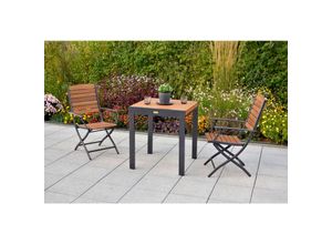 Gardenson Balkontisch , Graphit, Natur , Holz, Metall , Akazie , massiv , 65-130x75x65 cm , ausziehbar , Balkonmöbel, Balkontische