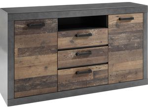 Sideboard HOME AFFAIRE "BROOKLYN", grau (matera, old mix dekor, absetzung matera), B:153cm H:88cm T:43cm, Holzwerkstoff, Sideboards, Breite ca. 153 cm