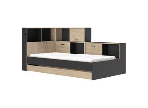 Mid.you Stauraumbett , Schwarz, Kastanien
