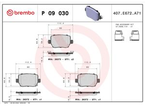 BREMBO Bremsbelagsatz, Scheibenbremse hinten rechts