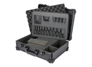 HMF 15701-02 Werkzeugkoffer leer, Werkzeugkasten groß mit Rasterschaumstoff, 46 x 33 x 15 cm