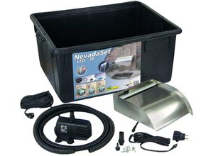 UBBINK Wasserfall "Nevada Set 30 cm / mit LED-Beleuchtung / inkl. Wasserbecken", silber, Wasserspiele, Komplettset mit Pumpe und Anschlussmaterial
