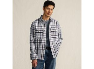 Karierte Hemdjacke, Herren, Blau,