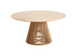 Amatio Gartentisch , Teak , Holz , Teakholz , Hartholz , rund , Säule, rund , 150x78x150 cm , Gartenmöbel, Gartentische, Gartentische