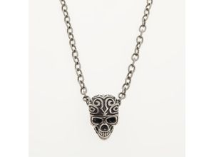 Silberfarbene Halskette mit Totenkopf-Anhänger