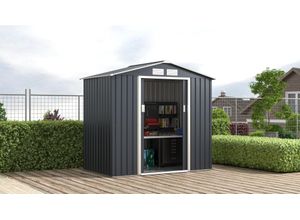 Gerätehaus KONIFERA "Metall-Geräteschuppen, inkl. Bodenrahmen", grau (anthrazit, beige), Metall, Gerätehäuser, wetterfest und langlebig, nahezu wartungsfrei