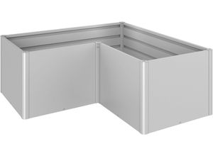 Hochbeet BIOHORT "L-Form 2x1 silber-metallic", silber (silber, metallic), B:201,6cm H:77cm T:201,6cm, Stahl, Pflanzgefäße, 201x201x77 cm, extrem langlebig, aus Metall