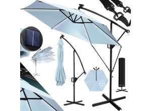 KESSER® Alu Ampelschirm LED Solar + Abdeckung mit Kurbelvorrichtung UV-Schutz Aluminium mit An-/Ausschalter Wasserabweisend - Sonnenschirm Schirm Gartenschirm