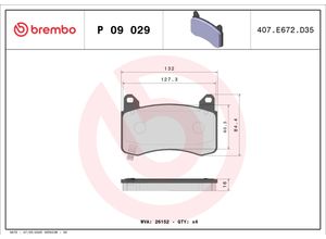 BREMBO Bremsbelagsatz, Scheibenbremse vorne rechts