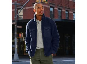 Sherpa-Fleece-Hemdjacke, Herren, Blau, Polyester,