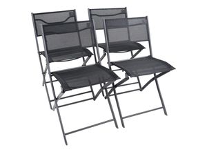 Ambia Garden Gartenstuhl-Set , Schwarz , Metall, Textil , 45x79x46 cm , klappbar, UV-beständig, regenabweisend, abwischbar , Gartenmöbel,