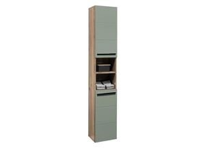 Mid.you Hochschrank, Grün, Eiche, Kunststoff,