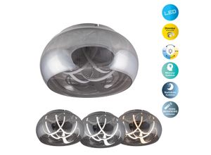 NÄVE LED Deckenleuchte "Malou", grau, 1, Ø 45cm H: 23,5cm, 1 Stk., Leuchten, CCT, Memory, Nachtlicht, dimmbar, Funkfernbedienung, Glas smokey