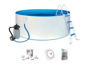 Rundpool KONIFERA "RÜGEN 1", weiß, H:90cm Ø:360cm, Schwimmbecken, mit LED-Scheinwerfer zur stimmungsvollen abendlichen Beleuchtung
