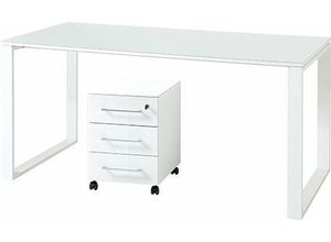 Büromöbel-Set GERMANIA "GW-Monteria", weiß, Holzwerkstoff Metall, Holzwerkstoff, Metall, Arbeitsmöbel-Sets, Büromöbel-Set