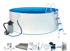 Rundpool KONIFERA "RÜGEN 2", weiß, H:90cm Ø:360cm, Schwimmbecken, mit LED-Scheinwerfer zur stimmungsvollen abendlichen Beleuchtung