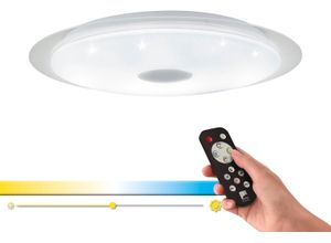 EGLO Deckenleuchte "MORATICA-A", bunt (weiß, silberfarben), 1, Ø 57cm H: 7,5cm, 1 Stk., Leuchten, Steuerung über Fernbedienung, Nachtlicht, Deckenleuchte