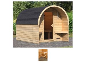 Fasssauna KARIBU "Fasshaus 2", beige (naturbelassen), ohne Ofen, (ohne Ofen), Saunen, ohne Ofen